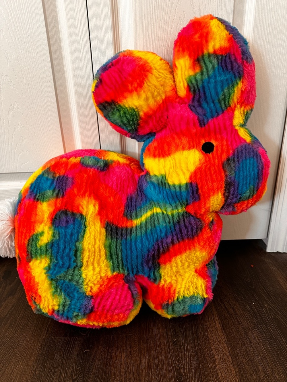 BRIGHT TIE DYE LG EASTER BUNNY~2020~BY DAN DEE ~16"X16" PLUSH MULT. SPRING COLOR